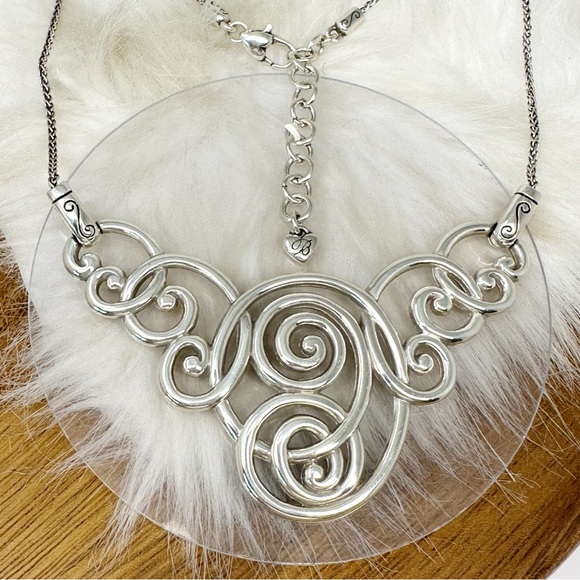 Brighton Open Scroll Statement Collar Necklace Silver Plate - Picture 6 of 8